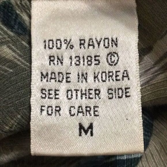 MODA Campia Hawaiian Tropical Tan Blue Shirt Med - Picture 7 of 9